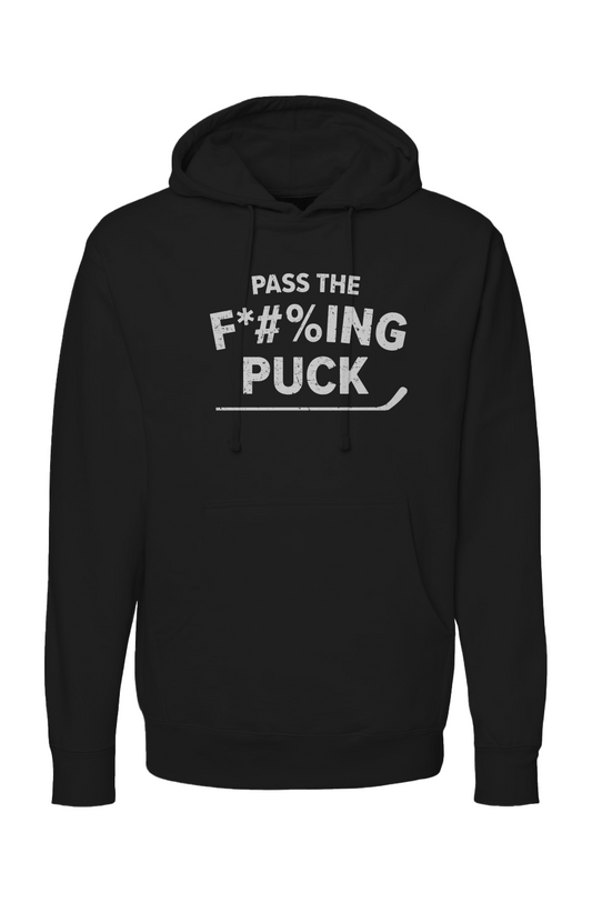 The Bench Boss Pass the F*#%ing Puck Hoodie Black | Barn Garb Hockey Threads