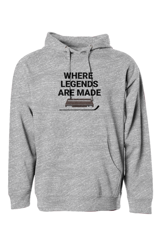 The Bench Boss Where Legends Are Made Hoodie Grey | Barn Garb Hockey Threads