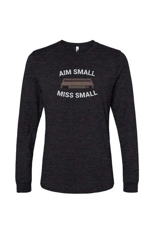 The Benchwarmer Aim Small Miss Small Long Sleeve Charcoal | Barn Garb Hockey Threads