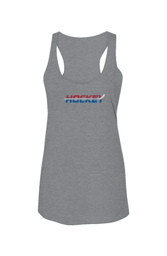 USA Patriotic Hockey Racerback Barn Tank Grey | Barn Garb Hockey Threads