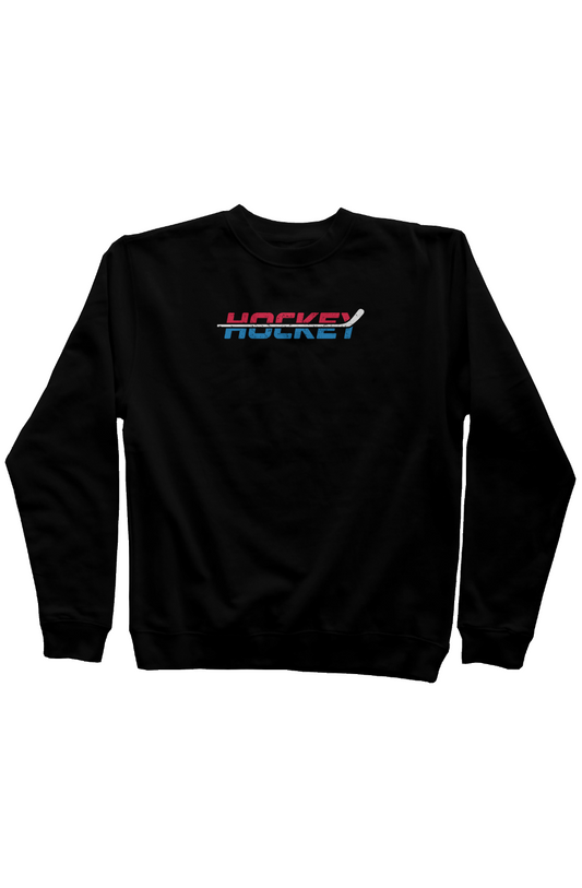 USA Patriotic Hockey Rinkside Crewneck Sweatshirt Black | Barn Garb Hockey Threads