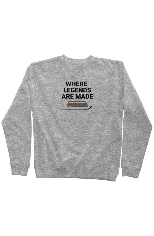 Where Legends Are Made Rinkside Crewneck Sweatshirt Grey | Barn Garb Hockey Threads
