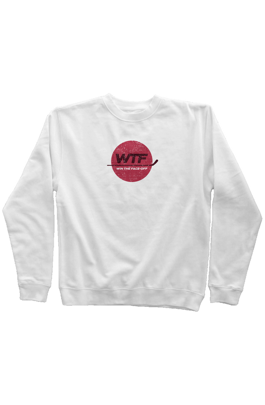 Win the Faceoff Rinkside Crewneck Sweatshirt White | Barn Garb Hockey Threads