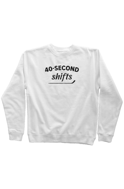 40-Second Shifts Rinkside Crewneck Sweatshirt White | Barn Garb Hockey Threads