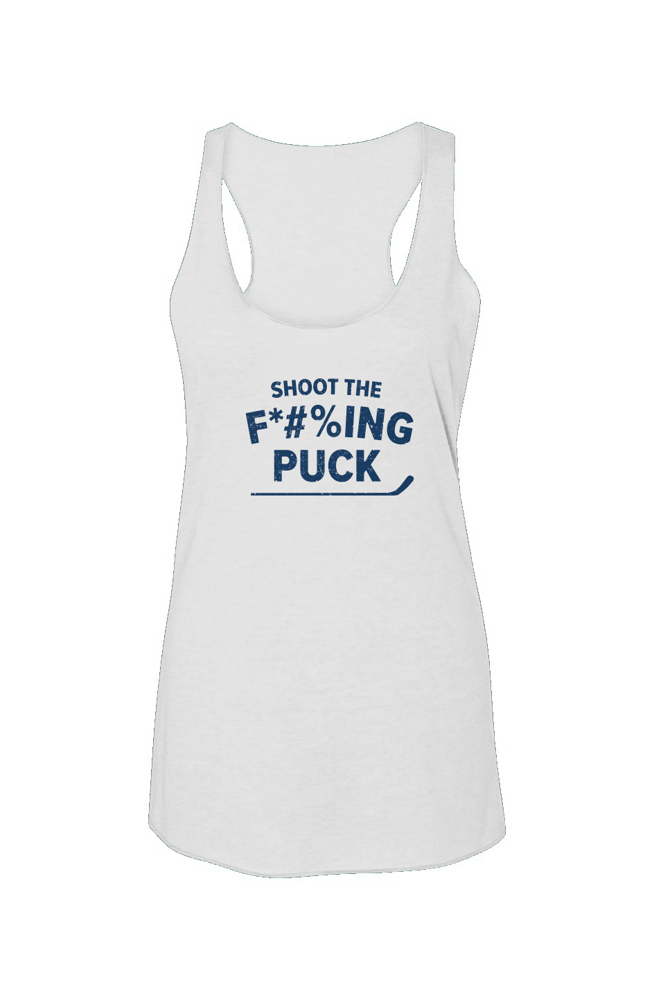 Shoot the F*#%ing Puck Racerback Barn Tank