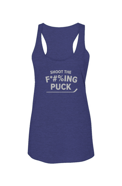 Shoot the F*#%ing Puck Racerback Barn Tank