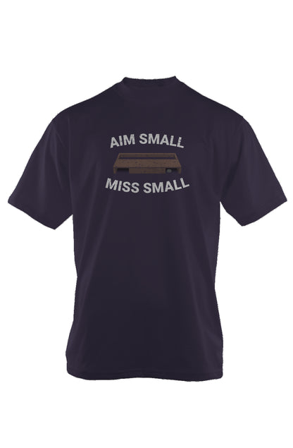 Aim Small Miss Small 90s Throwback Tee Navy Blue | Barn Garb Hockey Threads