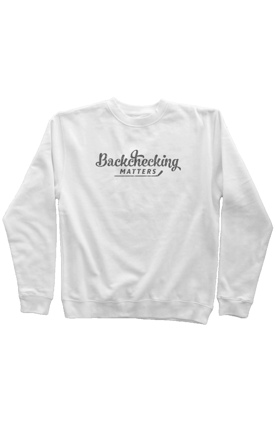 Backchecking Matters Rinkside Crewneck Sweatshirt White | Barn Garb Hockey Threads