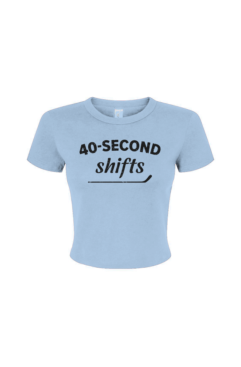 Barn Babe 40-Second Shifts Baby Tee Baby Blue | Barn Garb Hockey Threads