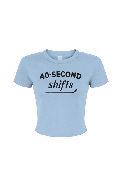 Barn Babe 40-Second Shifts Baby Tee Baby Blue | Barn Garb Hockey Threads