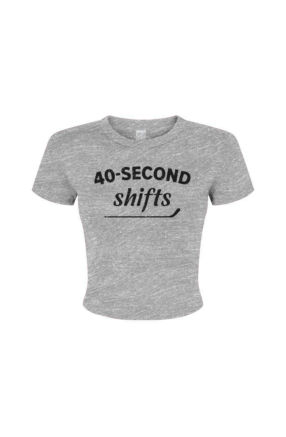 Barn Babe 40-Second Shifts Baby Tee Grey | Barn Garb Hockey Threads