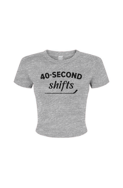 Barn Babe 40-Second Shifts Baby Tee Grey | Barn Garb Hockey Threads