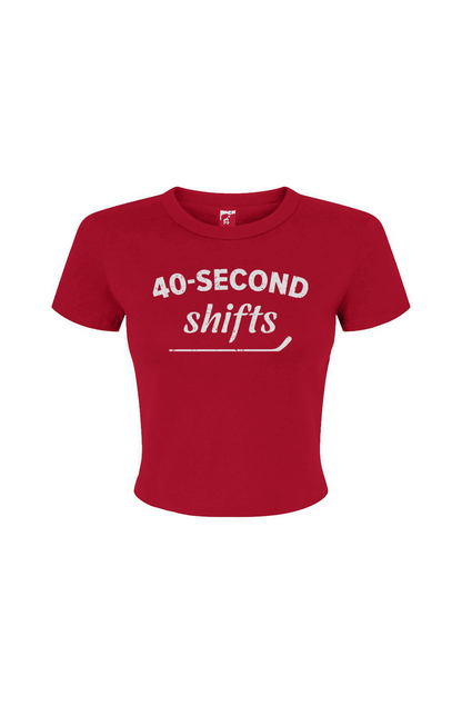 Barn Babe 40-Second Shifts Baby Tee Red | Barn Garb Hockey Threads