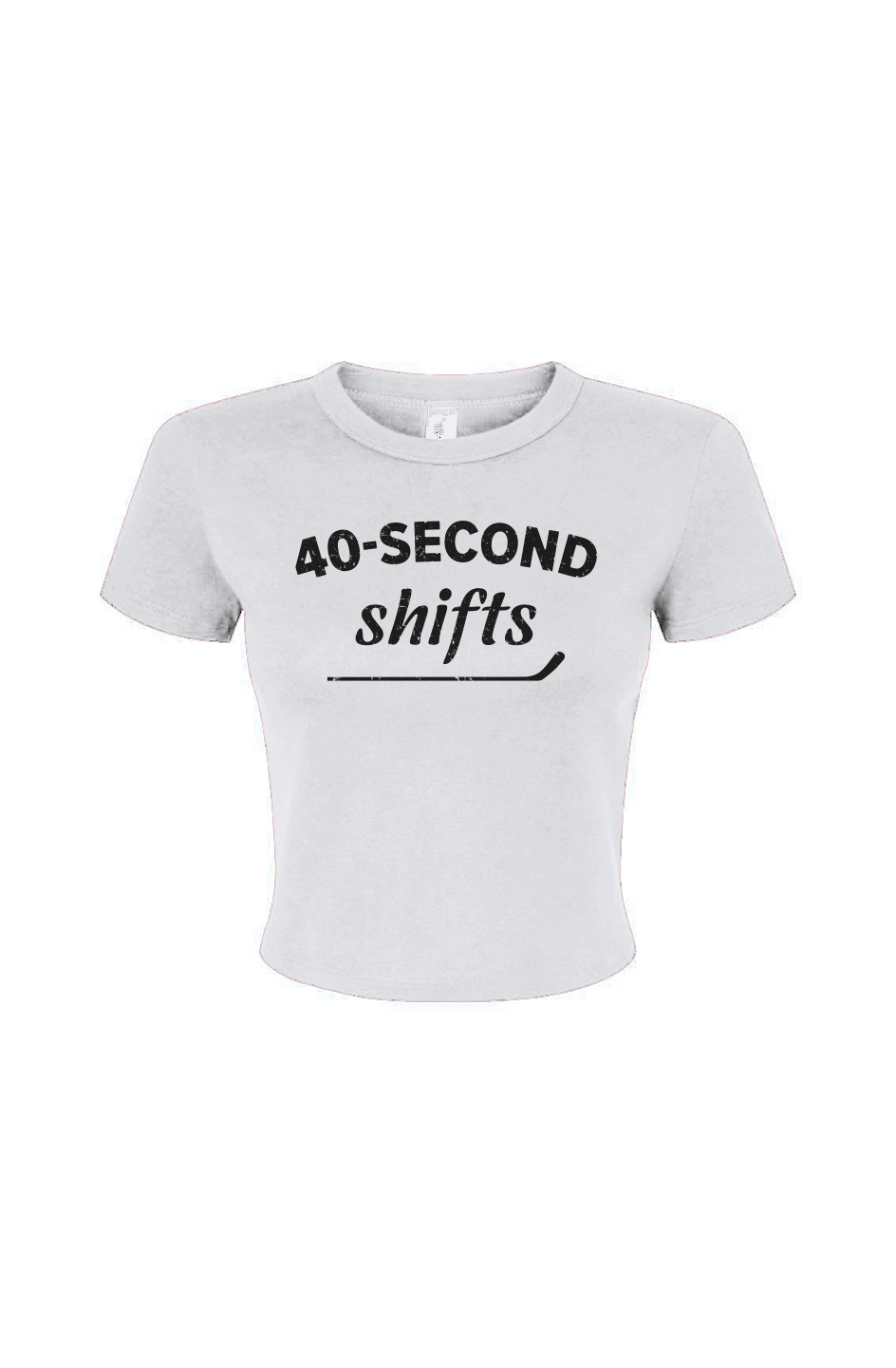 Barn Babe 40-Second Shifts Baby Tee White | Barn Garb Hockey Threads
