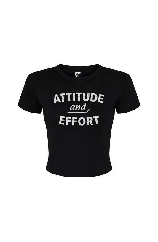 Barn Babe Attitude and Effort Baby Tee Black | Barn Garb Hockey Threads