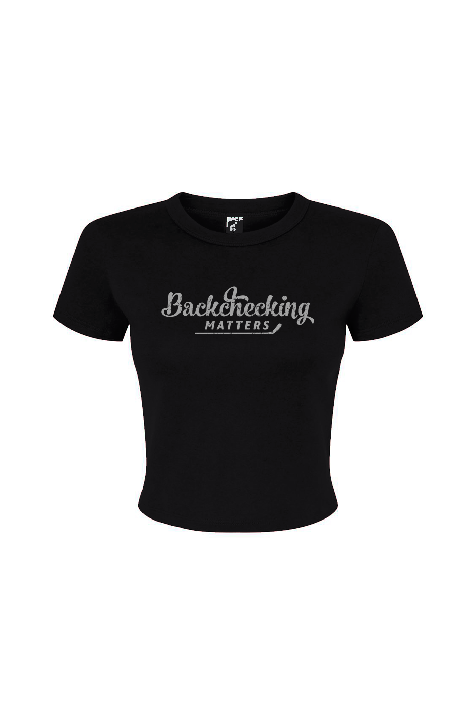 Barn Babe Backchecking Matters Baby Tee Black | Barn Garb Hockey Threads