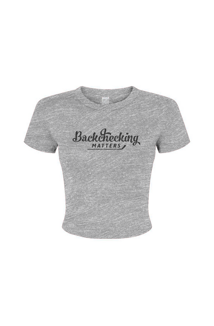 Barn Babe Backchecking Matters Baby Tee Grey | Barn Garb Hockey Threads