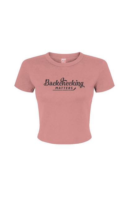 Barn Babe Backchecking Matters Baby Tee Pink | Barn Garb Hockey Threads
