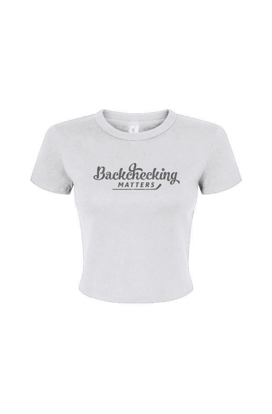 Barn Babe Backchecking Matters Baby Tee White | Barn Garb Hockey Threads