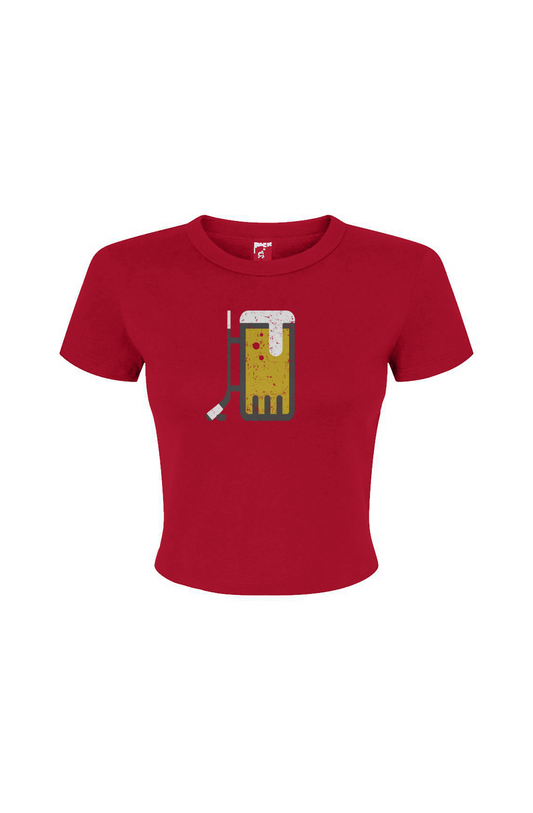 Barn Babe Bar Down Baby Tee Red | Barn Garb Hockey Threads