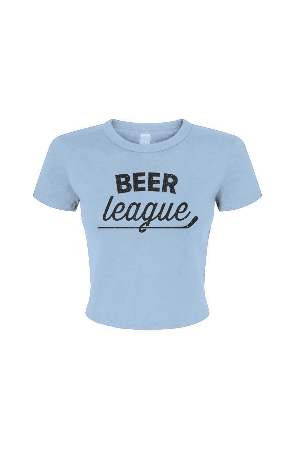 Barn Babe Beer League Baby Tee Baby Blue | Barn Garb Hockey Threads
