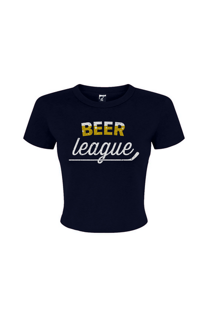 Barn Babe Beer League Baby Tee Navy Blue | Barn Garb Hockey Threads