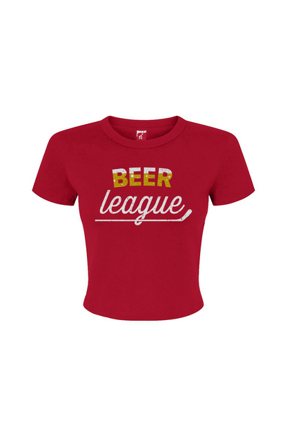 Barn Babe Beer League Baby Tee Red | Barn Garb Hockey Threads