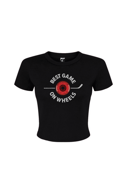 Barn Babe Best Game on Wheels Baby Tee Black | Barn Garb Hockey Threads