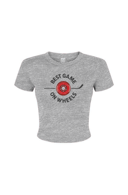 Barn Babe Best Game on Wheels Baby Tee Grey | Barn Garb Hockey Threads