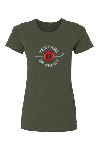 Barn Babe Best Game on Wheels Tee Military Green | Barn Garb Hockey Threads