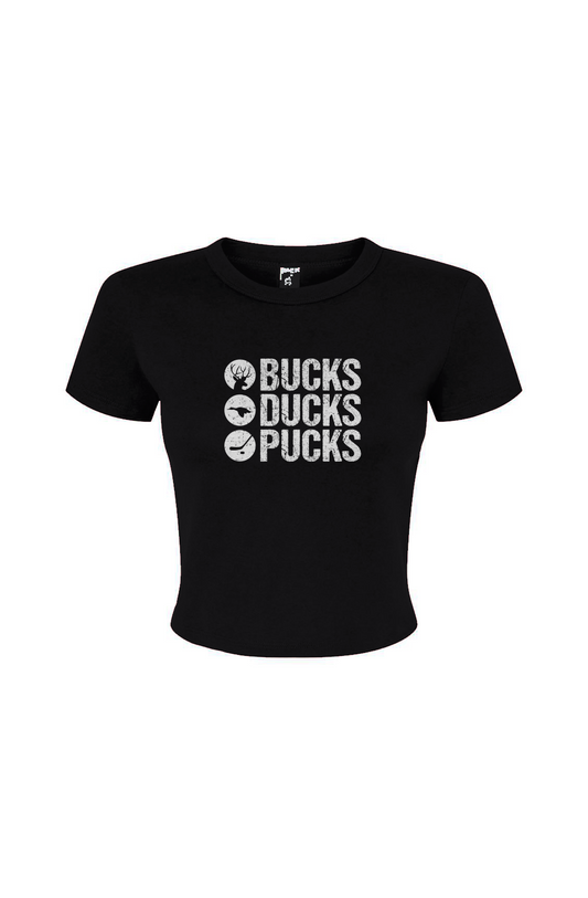 Barn Babe Bucks Ducks Pucks Baby Tee Black | Barn Garb Hockey Threads