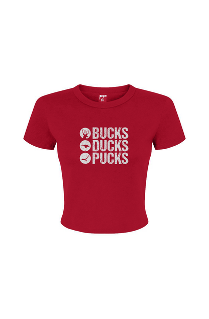 Barn Babe Bucks Ducks Pucks Baby Tee Red | Barn Garb Hockey Threads