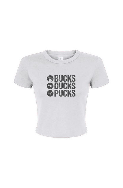 Barn Babe Bucks Ducks Pucks Baby Tee White | Barn Garb Hockey Threads