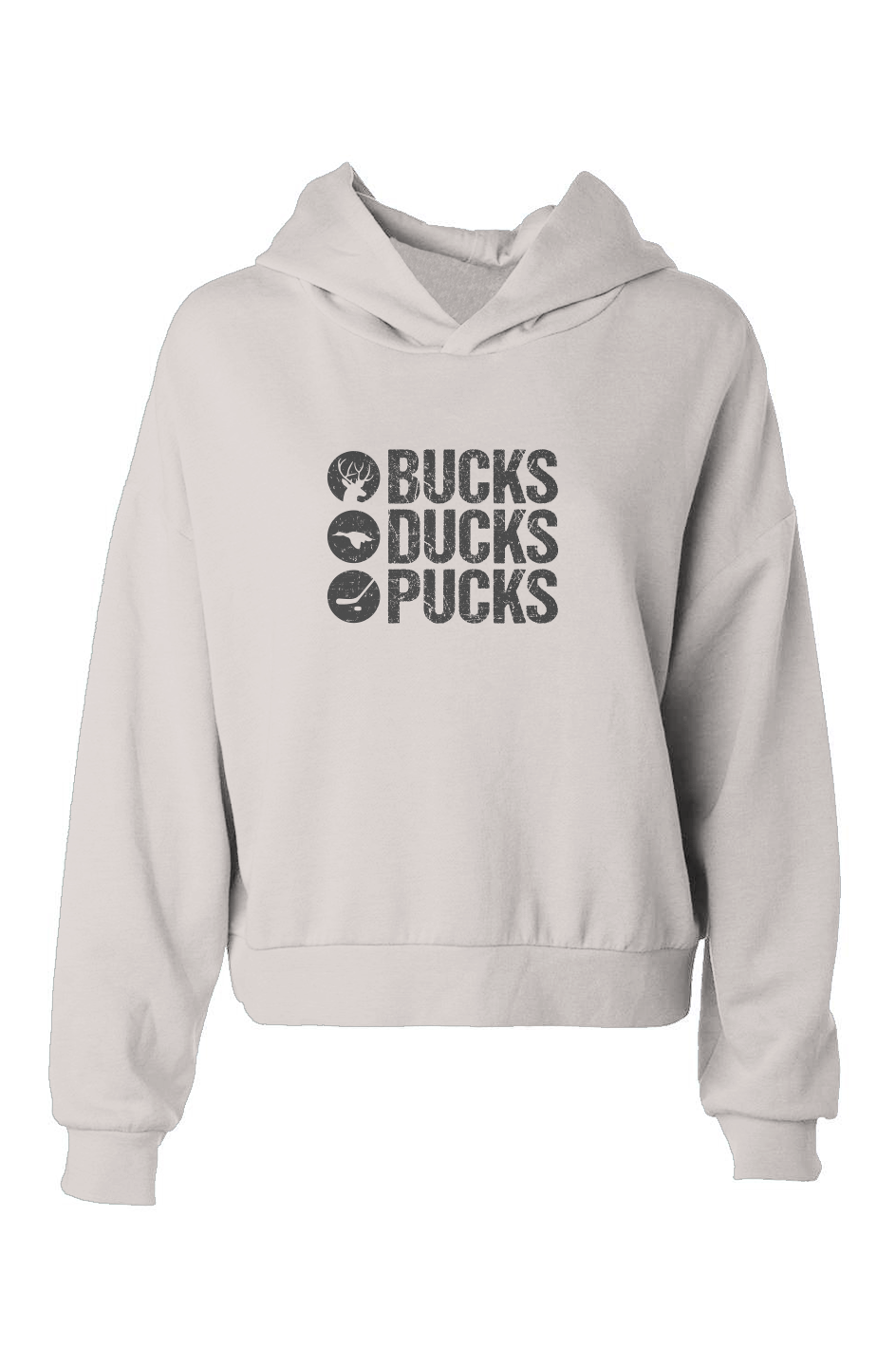 Barn Babe Bucks Ducks Pucks Hip-Height Hoodie Bone | Barn Garb Hockey Threads