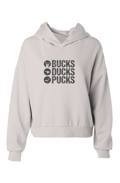 Barn Babe Bucks Ducks Pucks Hip-Height Hoodie Bone | Barn Garb Hockey Threads