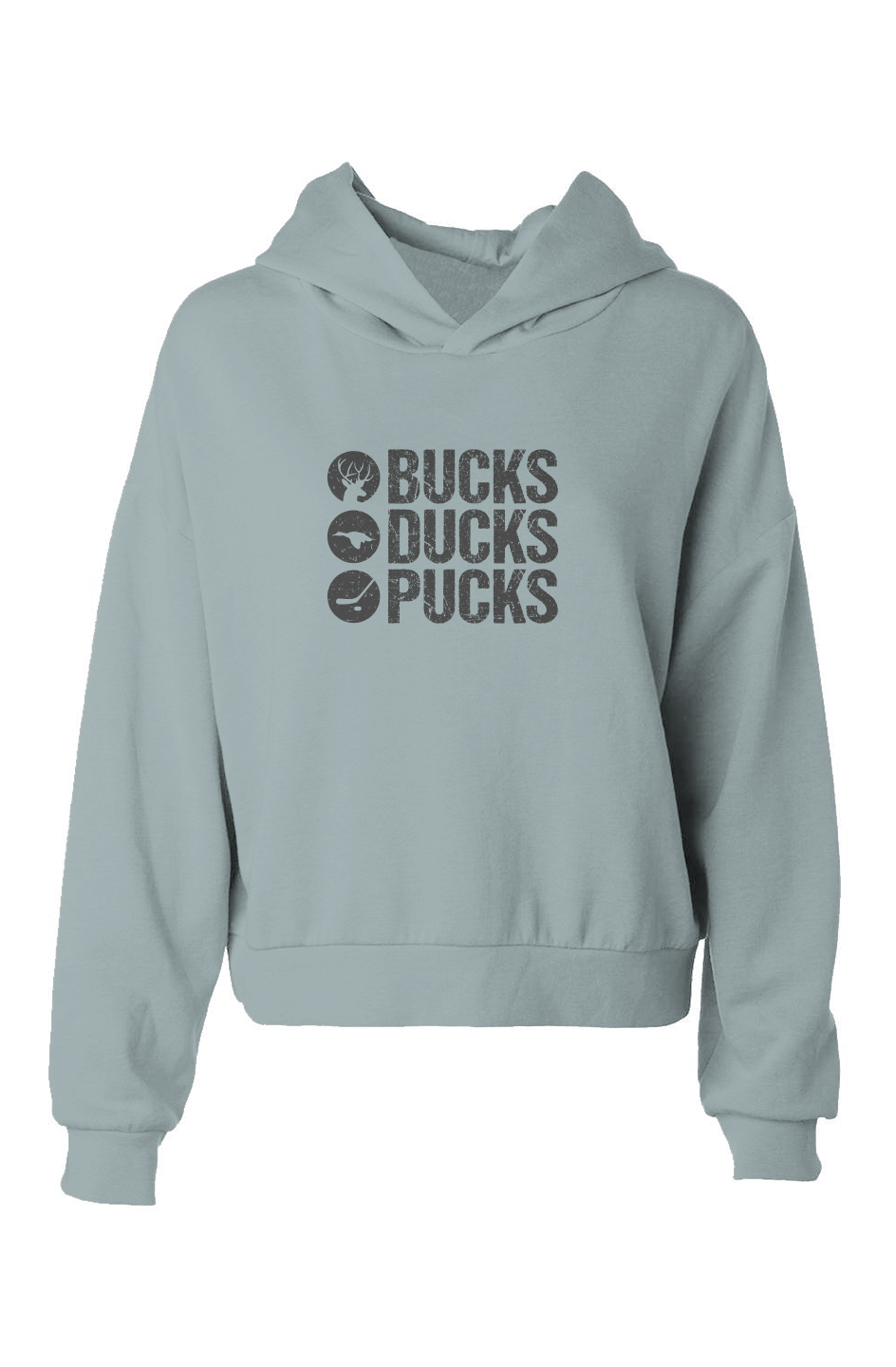 Barn Babe Bucks Ducks Pucks Hip-Height Hoodie Sage | Barn Garb Hockey Threads