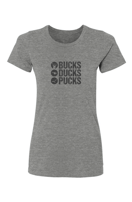 Barn Babe Bucks Ducks Pucks Tee Grey | Barn Garb Hockey Threads