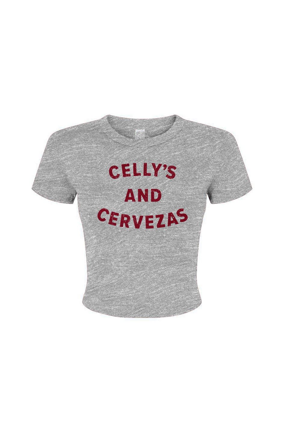 Barn Babe Celly's and Cervezas Baby Tee Grey | Barn Garb Hockey Threads