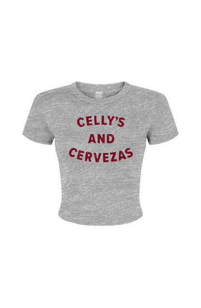 Barn Babe Celly's and Cervezas Baby Tee Grey | Barn Garb Hockey Threads