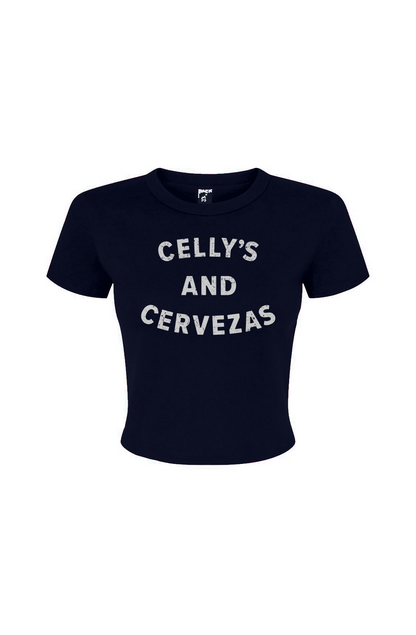 Barn Babe Celly's and Cervezas Baby Tee Navy Blue | Barn Garb Hockey Threads
