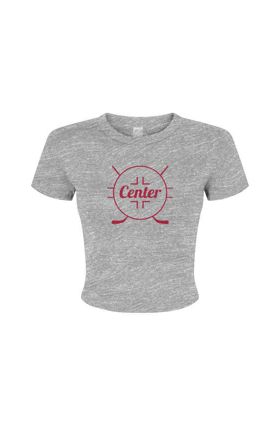 Barn Babe Center Faceoff Circle Baby Tee Grey | Barn Garb Hockey Threads