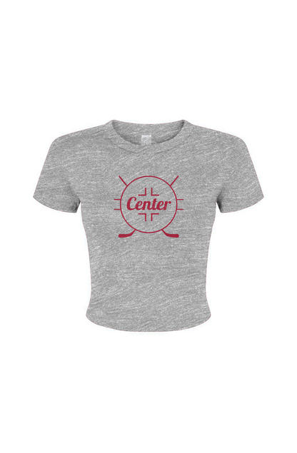 Barn Babe Center Faceoff Circle Baby Tee Grey | Barn Garb Hockey Threads