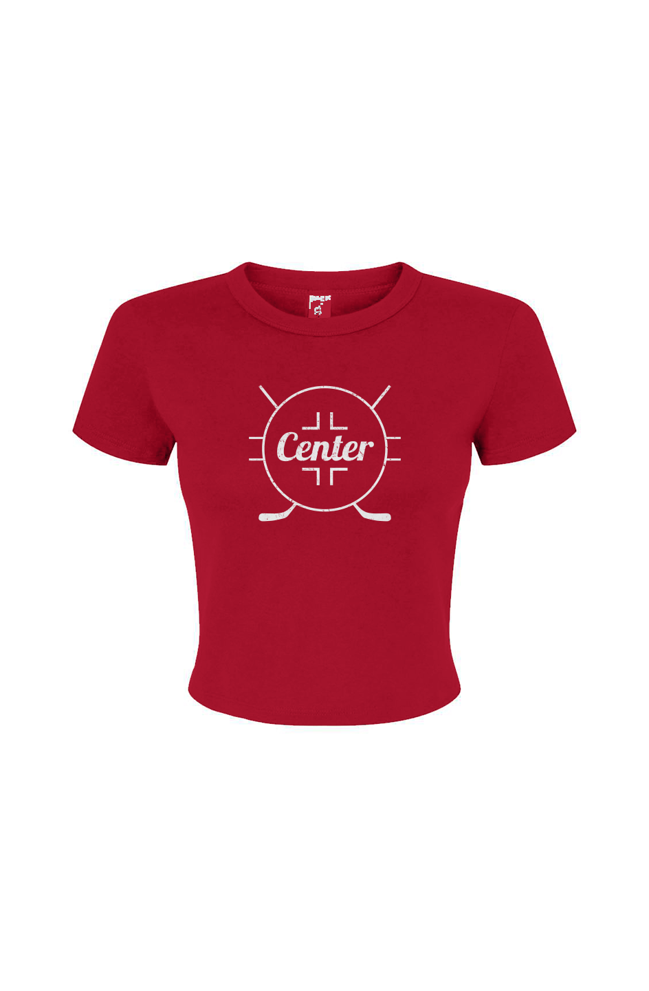 Barn Babe Center Faceoff Circle Baby Tee Red | Barn Garb Hockey Threads