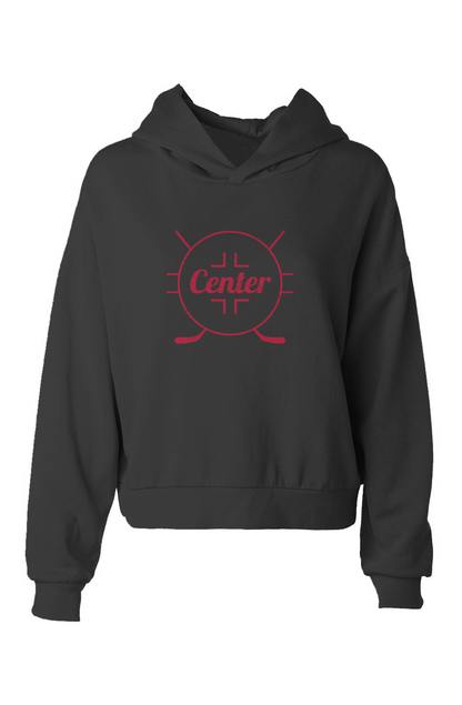 Barn Babe Center Faceoff Circle Hip-Height Hoodie Black | Barn Garb Hockey Threads