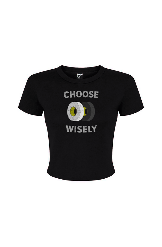 Barn Babe Choose Wisely Baby Tee Black | Barn Garb Hockey Threads