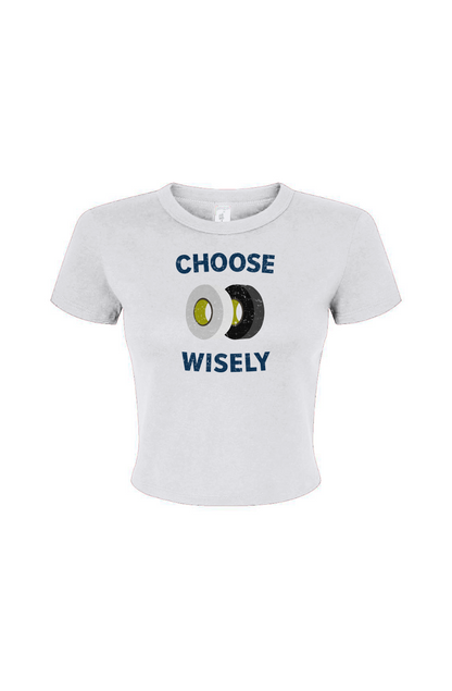 Barn Babe Choose Wisely Baby Tee White | Barn Garb Hockey Threads