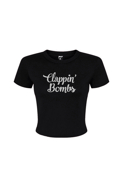 Barn Babe Clappin' Bombs Baby Tee Black | Barn Garb Hockey Threads