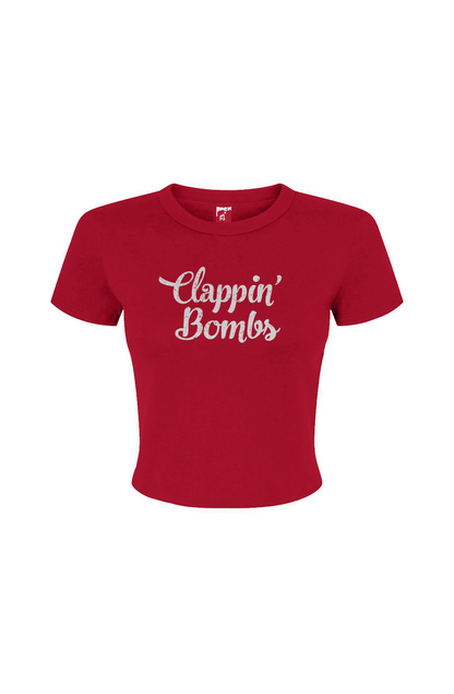 Barn Babe Clappin' Bombs Baby Tee Red | Barn Garb Hockey Threads