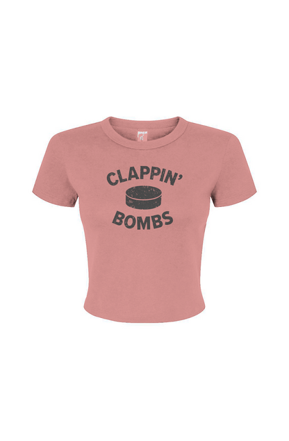Barn Babe Clappin' Bombs Puck Baby Tee Pink | Barn Garb Hockey Threads