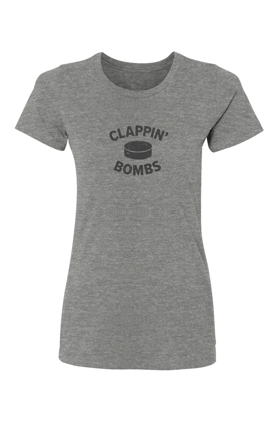 Barn Babe Clappin' Bombs Puck Tee Grey | Barn Garb Hockey Threads